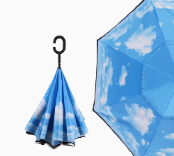 Ô Ngược Chiều Chống Gió Mưa Nắng Hai Lớp Cán C-Hook Thời Trang Mới